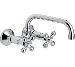 Grifo de cocina mural 11 cm caño tubo alto 18 cm Cromado New Regent